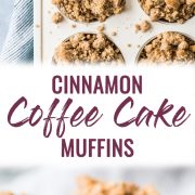 These cinnamon coffee cake muffins topped with a crunchy streusel topping are made with Greek yogurt for a healthier homemade treat!