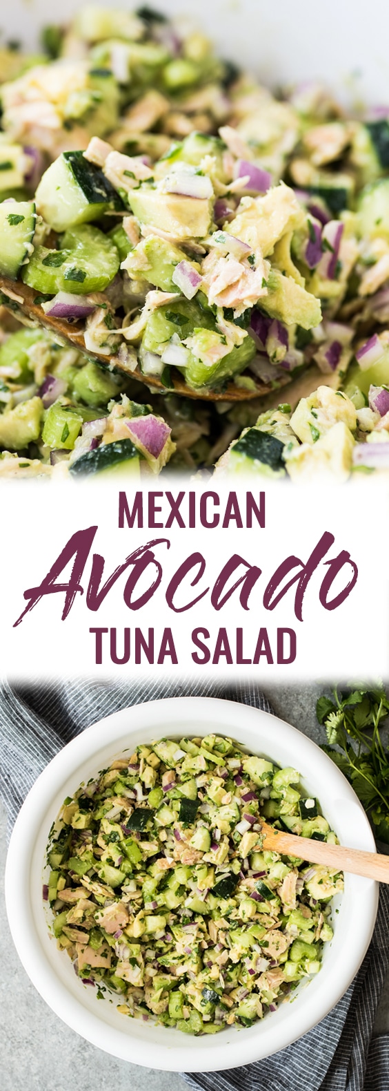 This Avocado Tuna Salad combines healthy fat from avocados and lean protein from tuna for a quick and easy mayo-free lunch or snack! It's also gluten free, low carb and paleo. Ready in only 10 minutes!