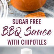 This homemade Sugar Free BBQ Sauce is made with chipotle peppers, caramelized onions and a blend of spices that's healthy, wholesome and insanely addicting! It's gluten free, dairy free, paleo, vegetarian and vegan. #bbqsauce #barbecue #sugarfree #bbq