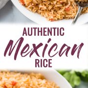 My Mom's Authentic Mexican Rice Recipe is made with simple ingredients like chopped tomatoes, onions and garlic and is the perfect side dish for any meal.