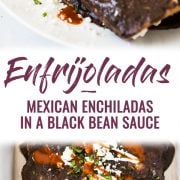 Enfrijoladas - Mexican enchiladas covered in a black bean sauce stuffed with cheese and ready in only 15 minutes! (vegetarian, gluten free)