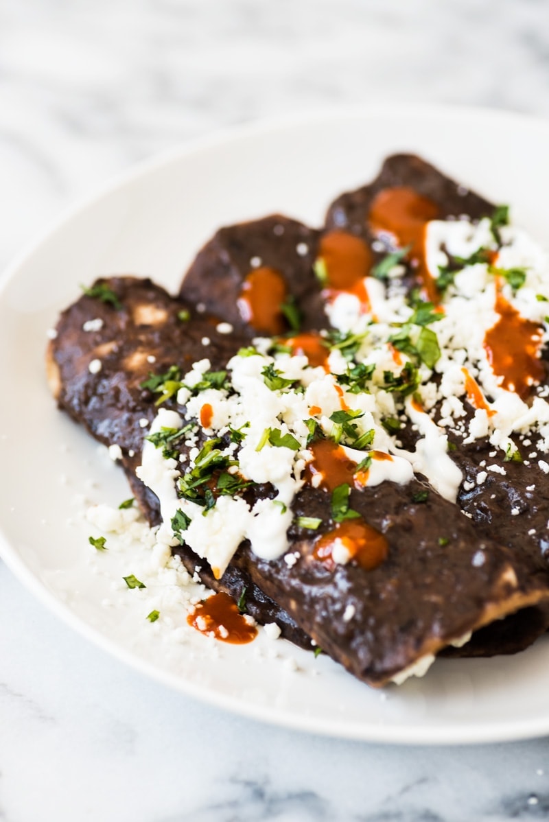 Enfrijoladas made from black beans.