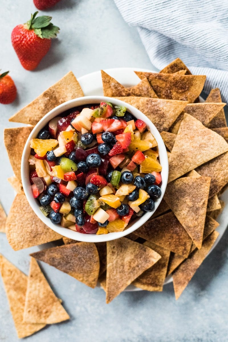 Tropical Fruit Salsa with Cinnamon Phyllo Cups 