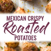 These Mexican Crispy Roasted Potatoes seasoned with chili powder, garlic, sea salt and Parmesan cheese are baked, not fried and are the perfect side to weekday meals. (gluten free, vegetarian)