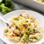 This low carb and cheesy Broccoli Cauliflower Rice Chicken Casserole recipe is perfect for dinner and makes great leftovers. It's also gluten free!