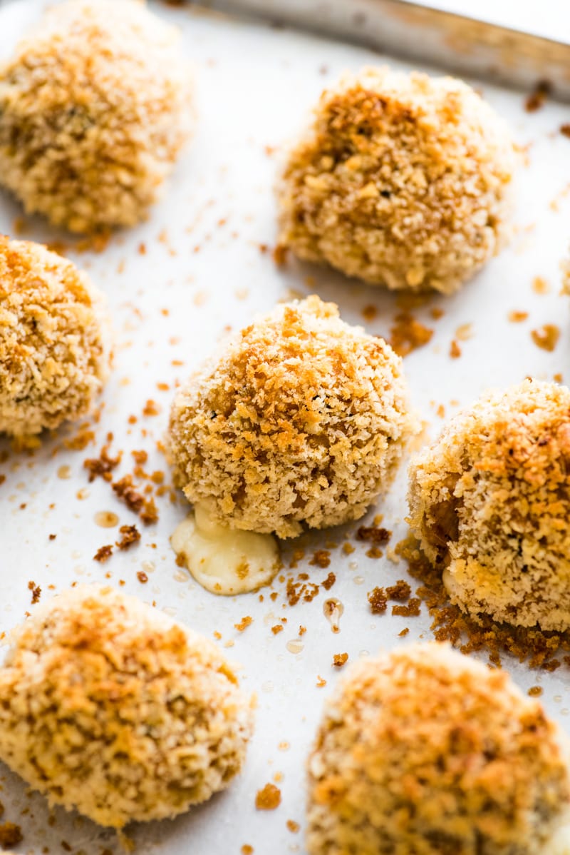 This arancini recipe is baked, not fried, for a healthier alternative to traditional arancini.