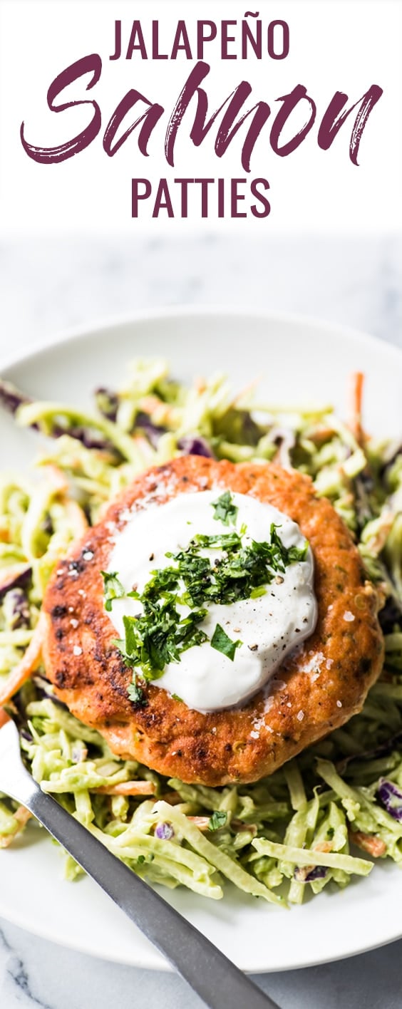 Jalapeno Salmon Patties with Avocado Broccoli Slaw Isabel Eats