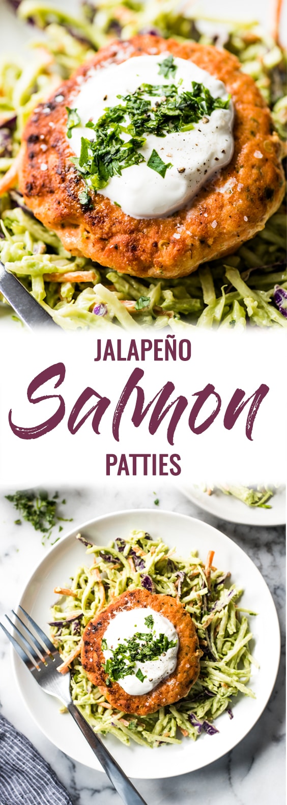 Jalapeno Salmon Patties with Avocado Broccoli Slaw Isabel Eats