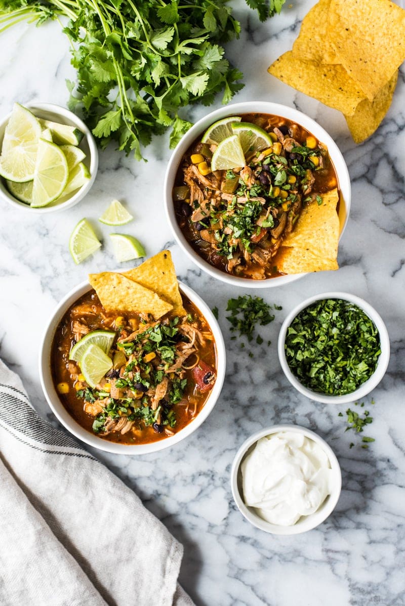 This easy Chicken Tortilla Soup recipe has the perfect amount of spice alongside a healthy serving of vegetables. (gluten free, low carb)