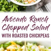 This Avocado Ranch Chopped Salad is loaded with freshly chopped veggies, crispy Mexican roasted chickpeas and creamy avocado ranch dressing! (gluten free, vegetarian)
