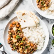 This picadillo recipe is an easy, warm and comforting Mexican dish made from ground beef and potatoes cooked in a flavorful sauce. Great in tacos, gorditas and tostadas!