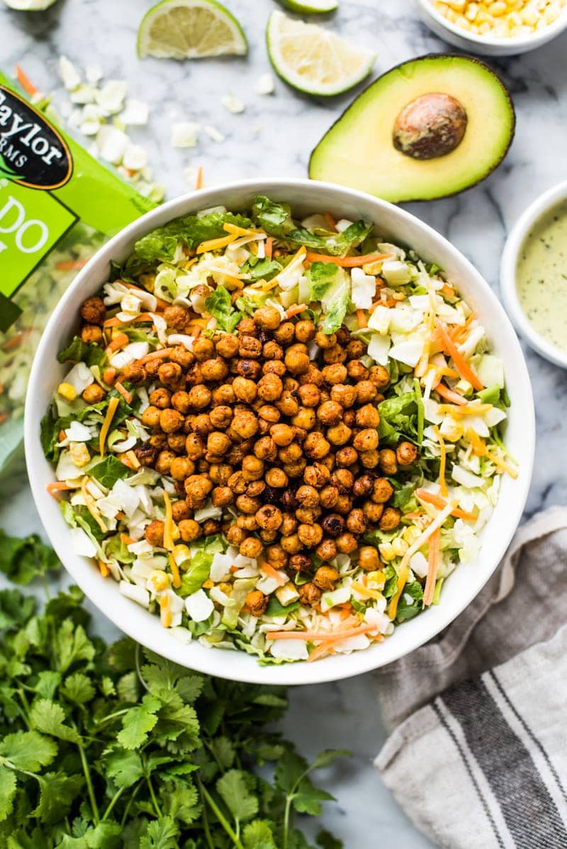 Avocado Ranch Chopped Salad with Roasted Chickpeas