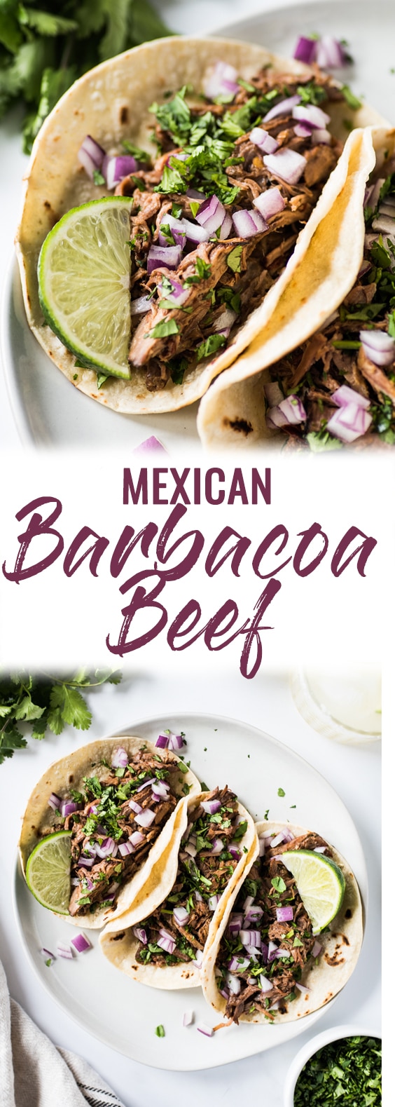 This Mexican Barbacoa Recipe is made in the slow cooker or Instant Pot for easy and flavorful shredded beef that can be served in tacos, salads, burritos and more! (gluten free, low carb, paleo) #barbacoa #cincodemayo #mexican