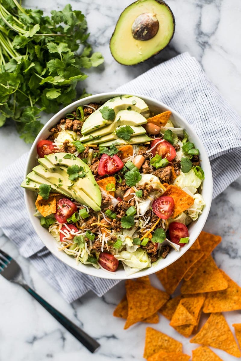 The BEST Taco Salad Recipe {Ready in Only 25 Minutes!} via Isabel Eats