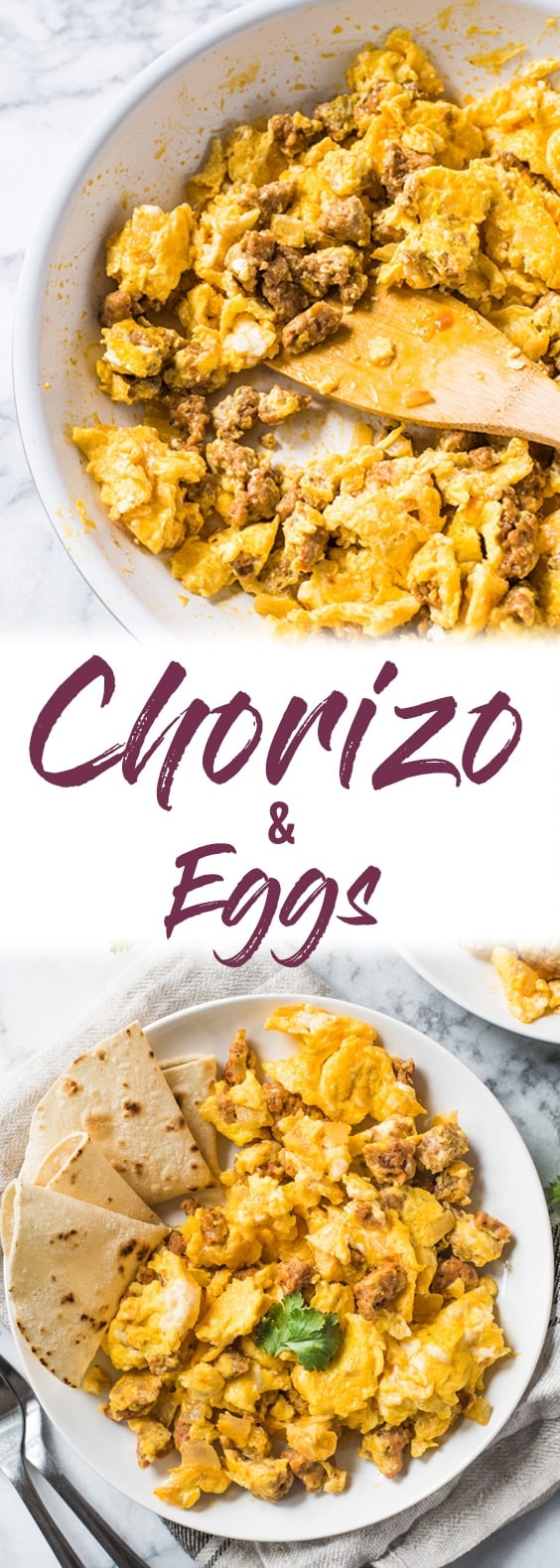 This Chorizo and Eggs recipe is an easy to make Mexican breakfast full of delicious authentic flavors ready in under 25 minutes! (low carb, paleo, gluten free, vegetarian option available) #chorizo #mexican #breakfast