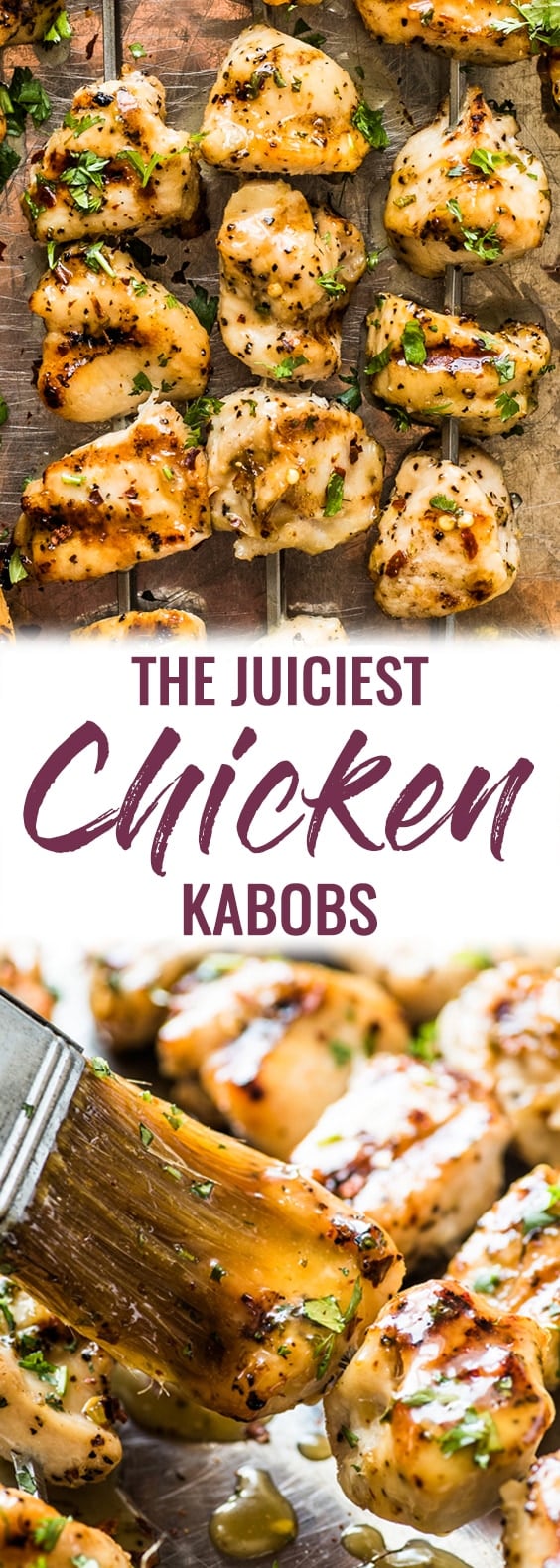 These easy Chicken Kabobs brushed with a honey lime sauce are juicy, tender and flavorful. No more dry or rubbery chicken! (gluten free, paleo, clean eating, skinny) #kabobs #skewers #grilledchicken