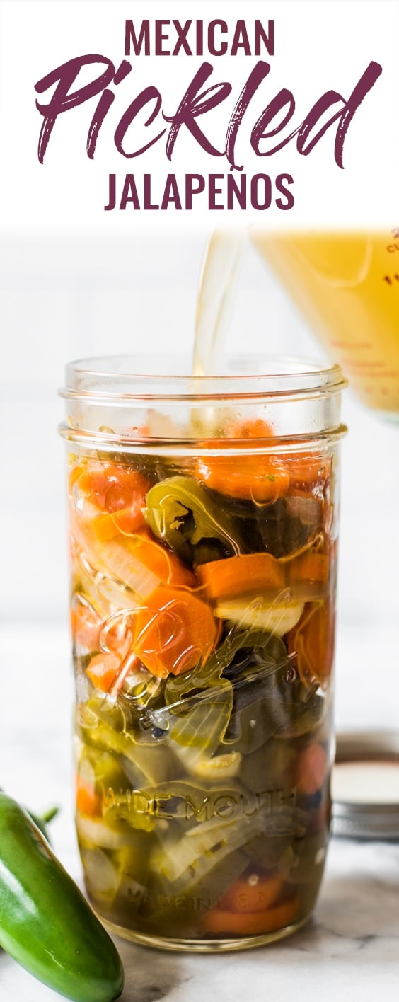 These Pickled Jalapenos are easy to make and are great for topping on all your favorite Mexican foods like nachos, tacos and enchiladas! #pickled #mexican #jalapenos