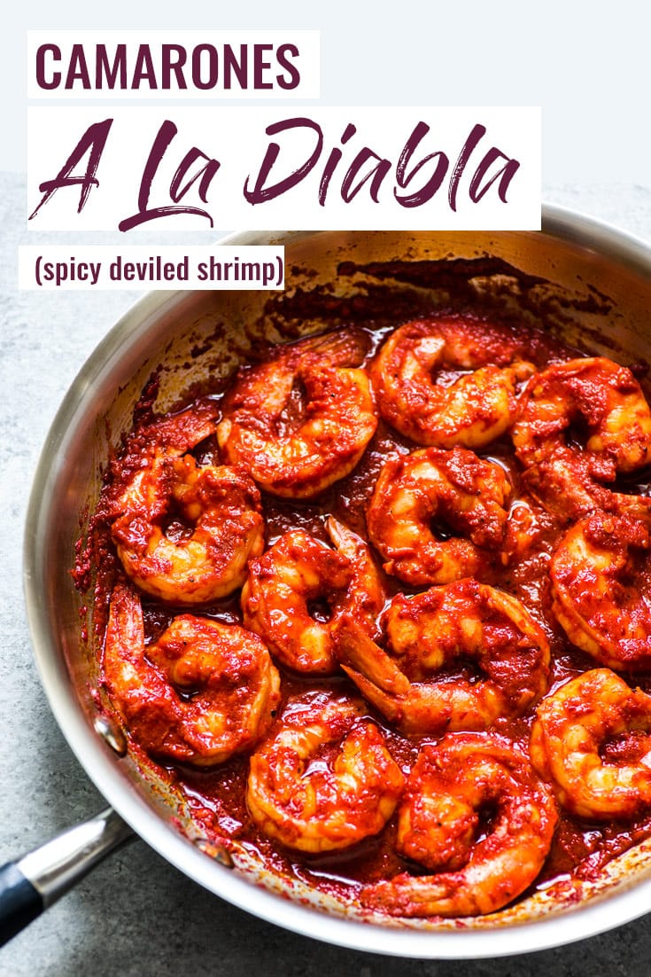 Camarones a la Diabla are juicy, large shrimp covered in a bright red chile pepper sauce that are ready to eat in 30 minutes! (gluten free, low carb, paleo) | Also known as diablo shrimp or spicy deviled shrimp. | #mexican #shrimp #seafood #lowcarb