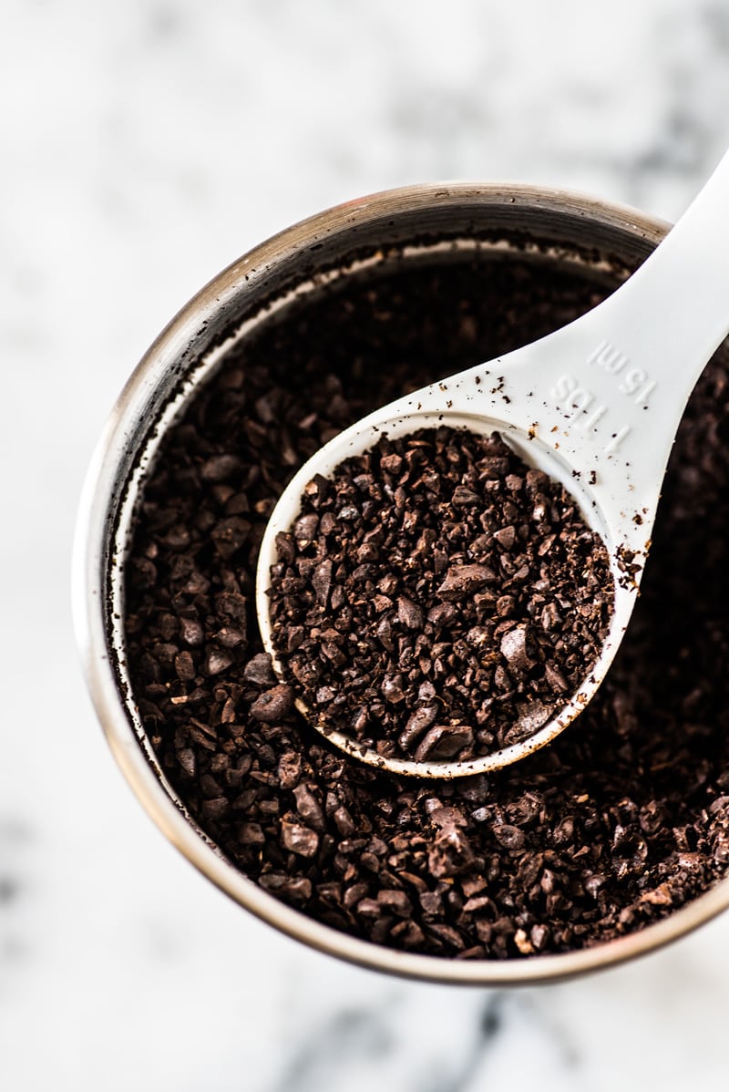 Coarsely ground coffee beans for making the perfect cold brew coffee recipe.