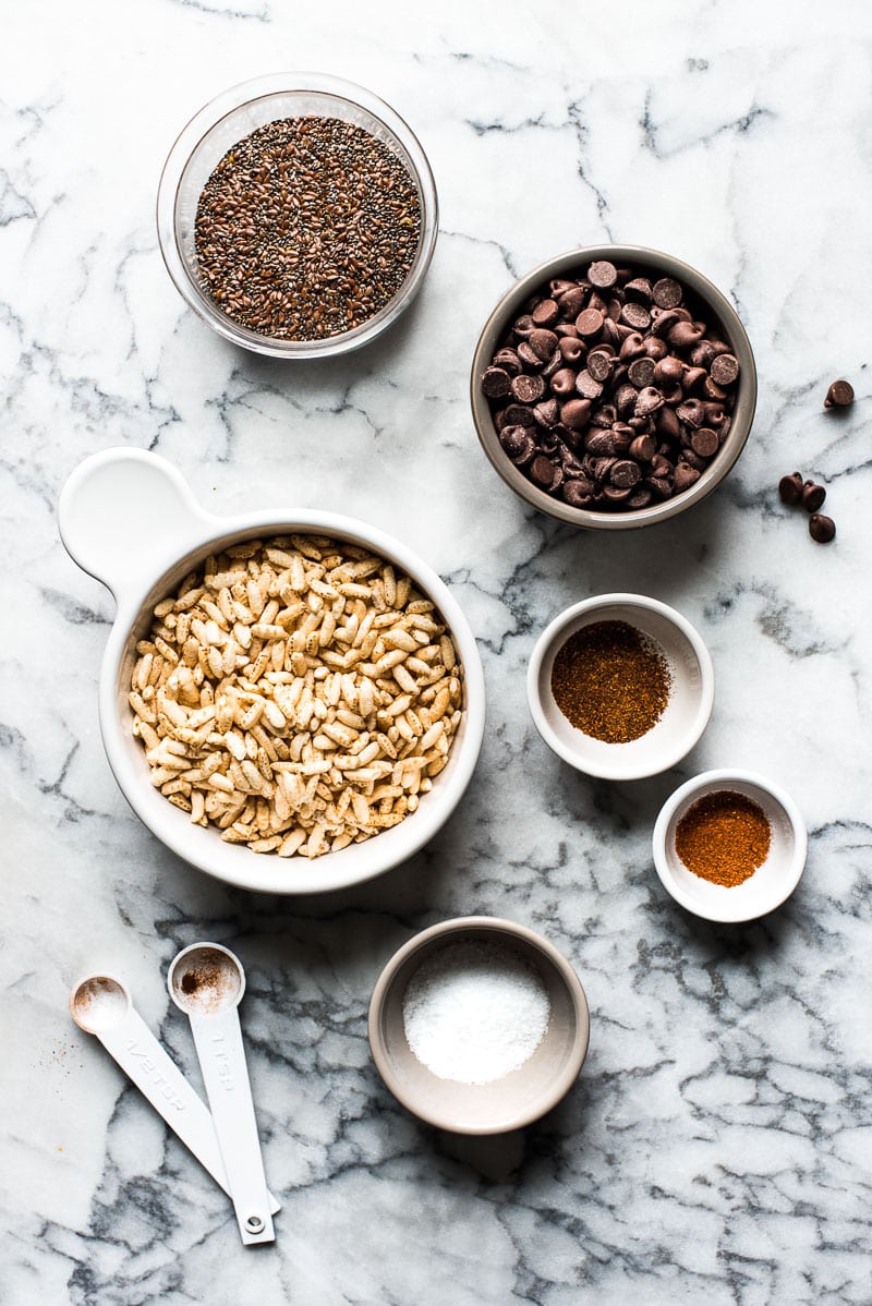 Chocolaty, crunchy and easy to make, these No Bake Chocolate Crunch Bars are made with puffed rice cereal, chocolate chips and good-for-you ingredients like pepitas for a delicious treat!