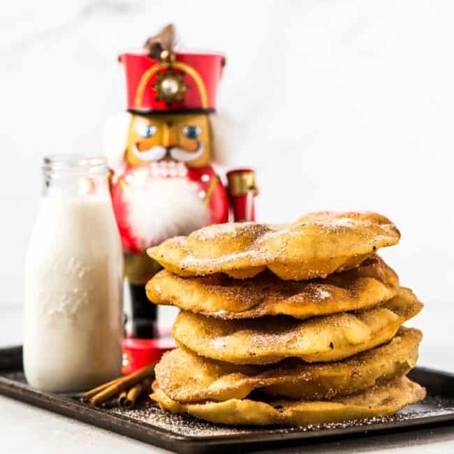 Often served during the Christmas and New Years holidays, this Mexican Bunuelos recipe makes the perfect fried dough covered in cinnamon sugar!