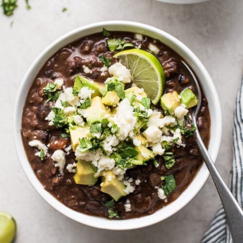 Easy black bean soup recipe made with canned black beans!