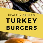 These healthy grilled turkey burgers are are topped with a deliciously creamy chipotle sauce and a quick red cabbage slaw. Ready in only 25 minutes! #burgers #turkeyburger #grilledburger | Sponsored by Honeysuckle White Turkey.