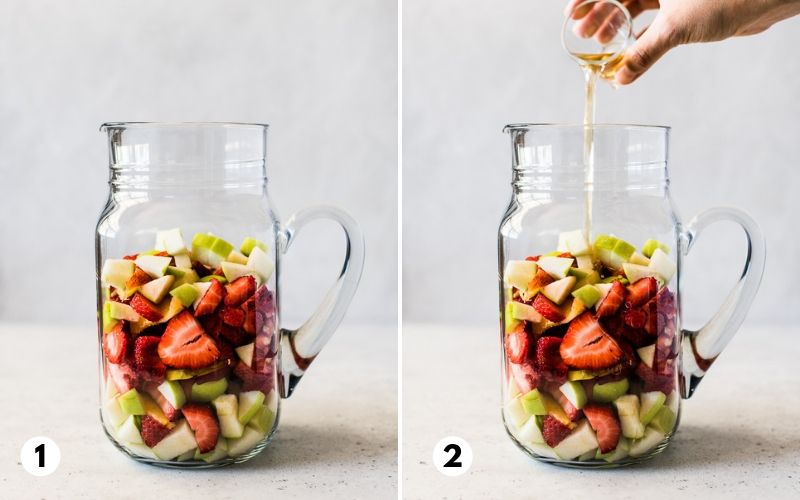 Step by step process of how to make white sangria.