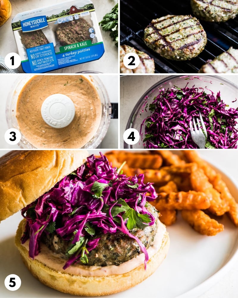 Step by step process for how to make Healthy Grilled Turkey Burgers.