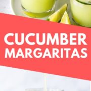 Cucumber Margaritas made with only 5 ingredients - cucumbers, lime juice, tequila, triple sec and ice! They're refreshing, light and easy to make. #cucumbers #margarita #cocktail #mexicanrecipes