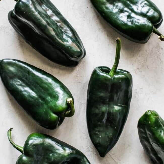 Poblano peppers on a table