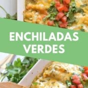 These Weeknight Enchiladas Verdes are made with chicken and covered in an easy salsa verde. Baked to perfection, they make a great dinner and tasty leftovers that everyone will be excited to eat! #enchiladasverdes #chickenenchiladas #easyrecipe #mexicanfood