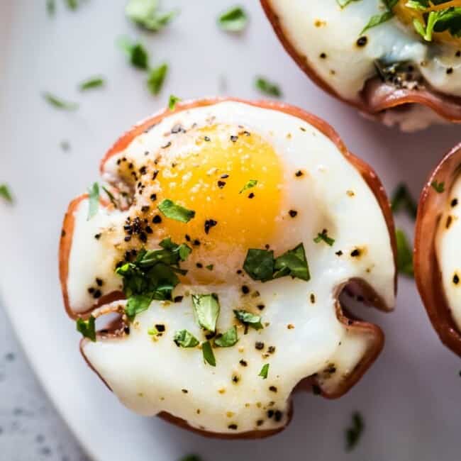 Egg muffin cup on a plate