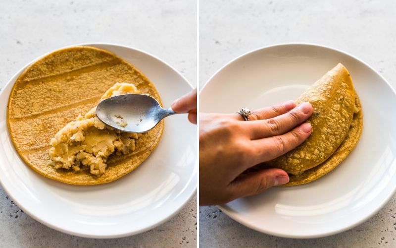 Step by step process of making Crispy Potato Tacos