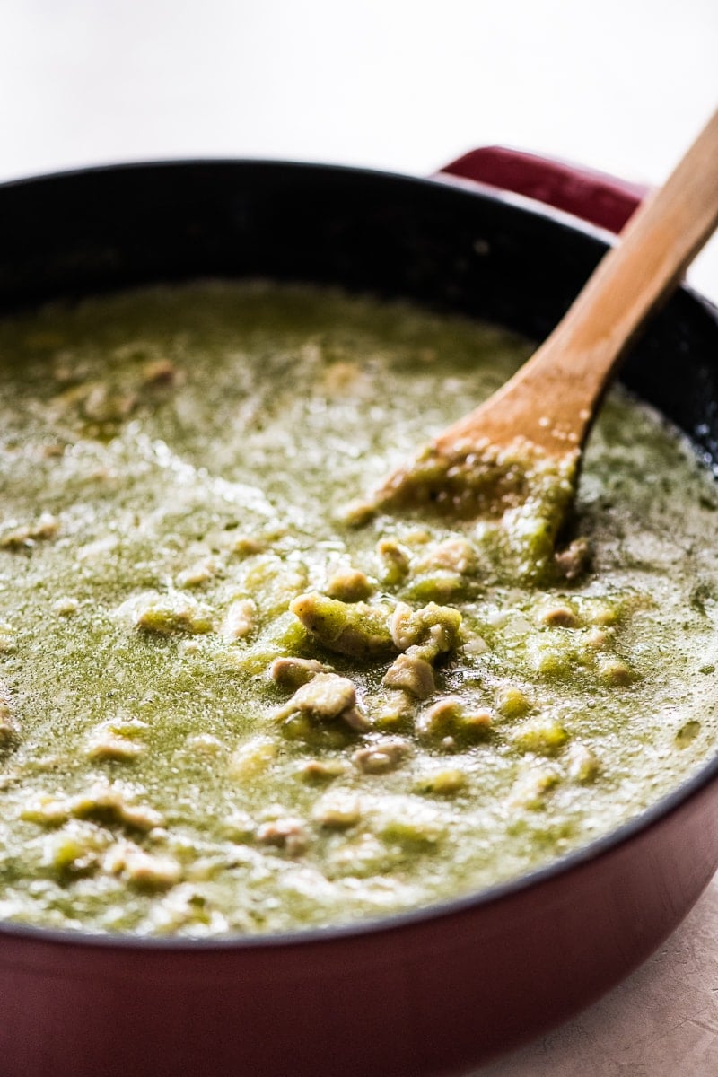 Chicken tamale filling with chile verde