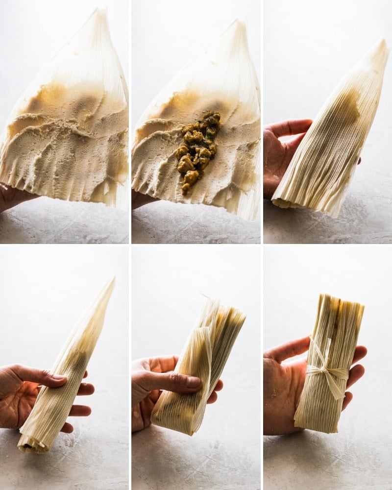 How to make and fold chicken tamales step by step