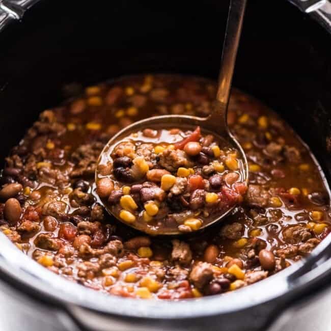 Slow Cooker Taco Soup in a crock pot