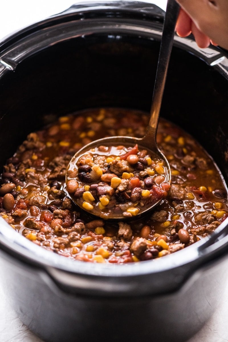 Slow Cooker Taco Soup in a crock pot