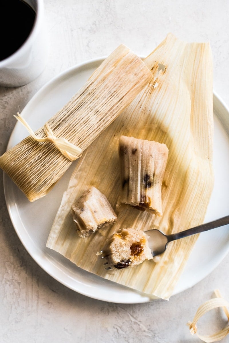 Sweet tamales filled with raisins