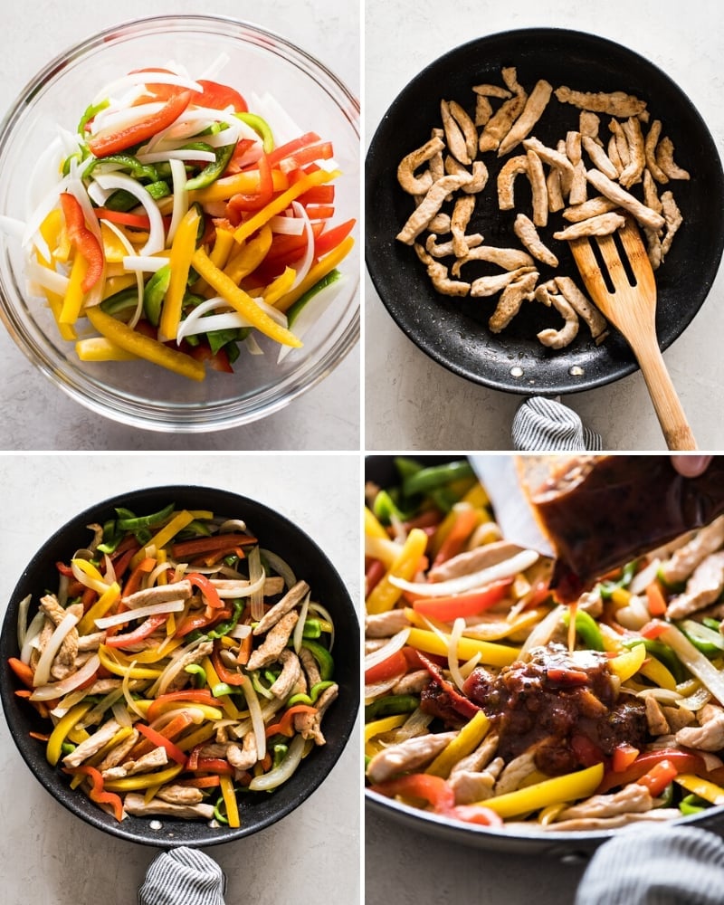 Step by step photos of how to make turkey fajitas