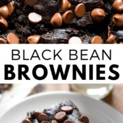 These Black Bean Brownies are easy to make, fudgy, healthy and completely flourless. All you need is a can of black beans and a blender! They're also gluten free. #brownies #chocolate #dessert #healthy