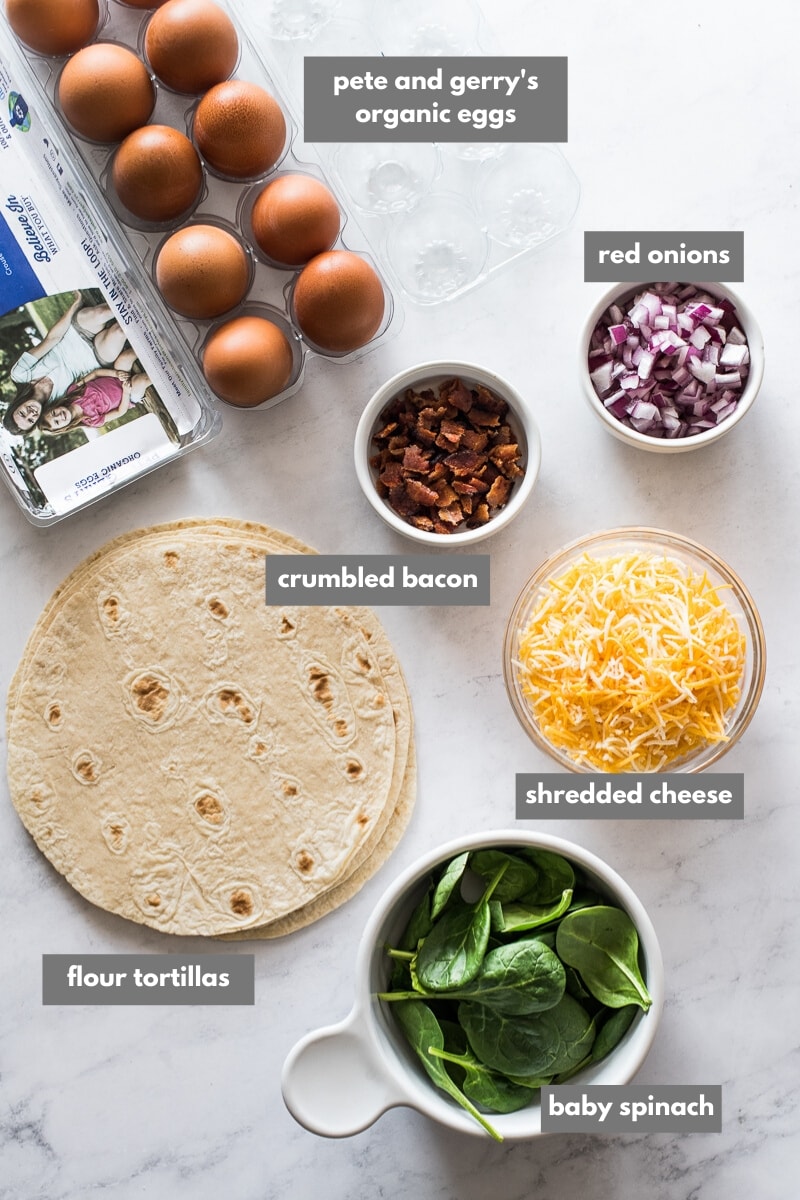 Ingredients in breakfast quesadillas