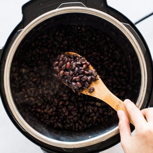 Cooked black beans in an Instant Pot