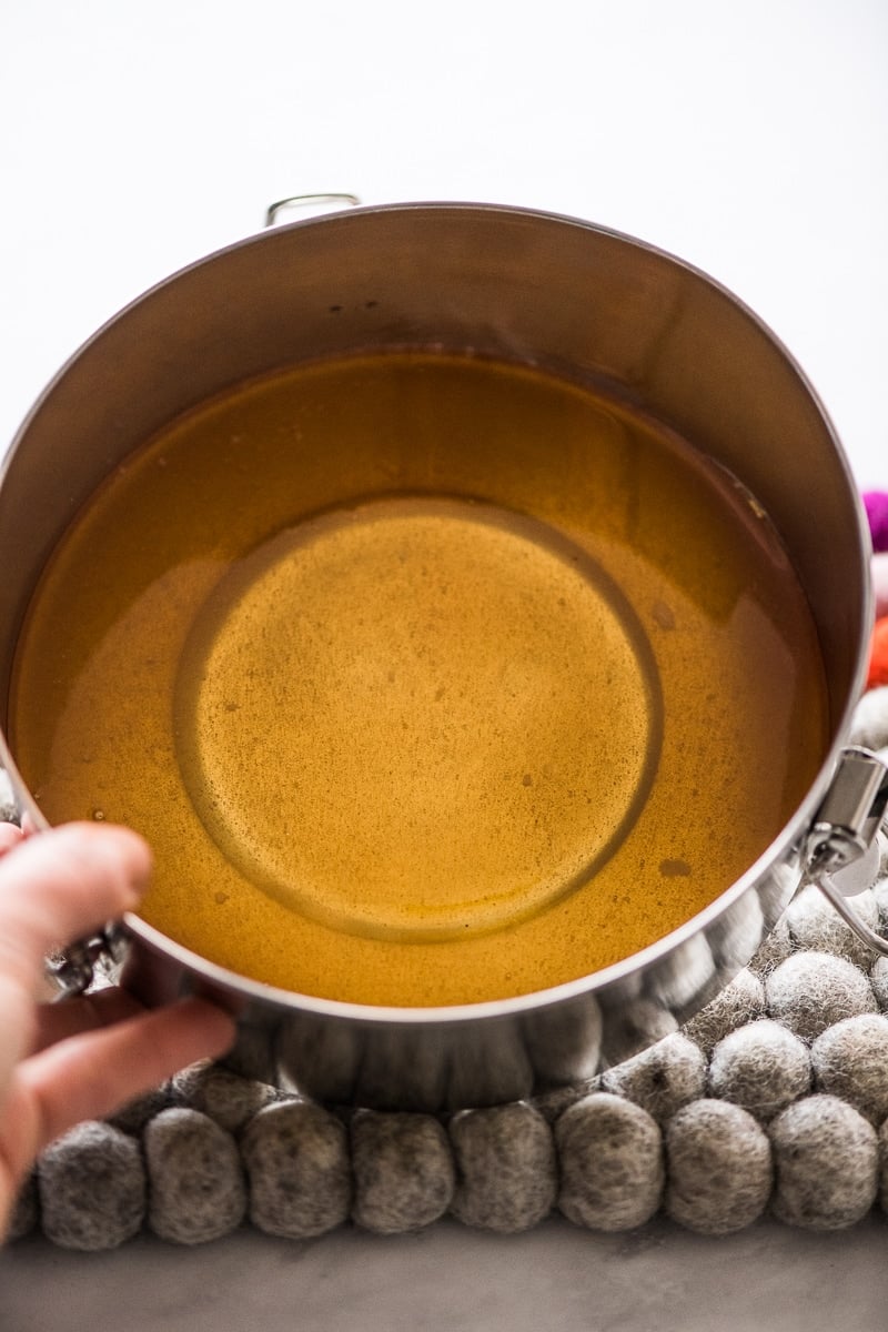 Caramel on the bottom of the flan pan