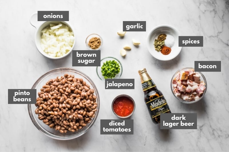 Ingredients for borracho beans