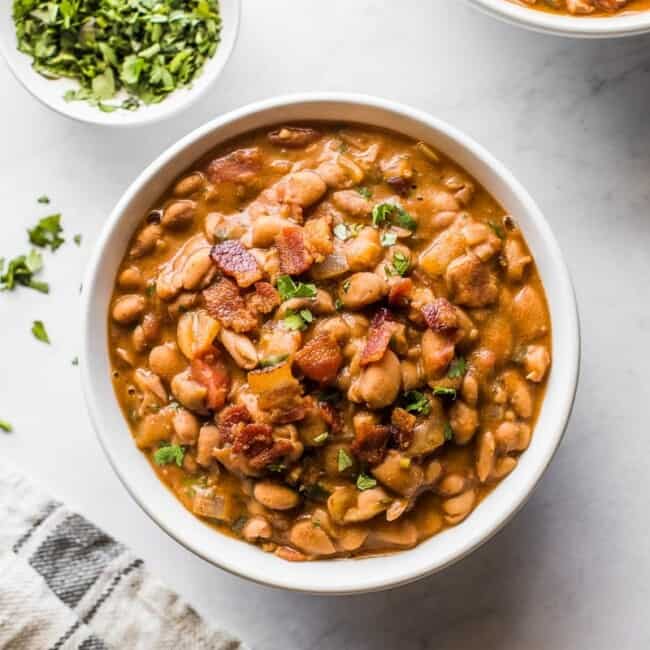 A bowl of borracho beans