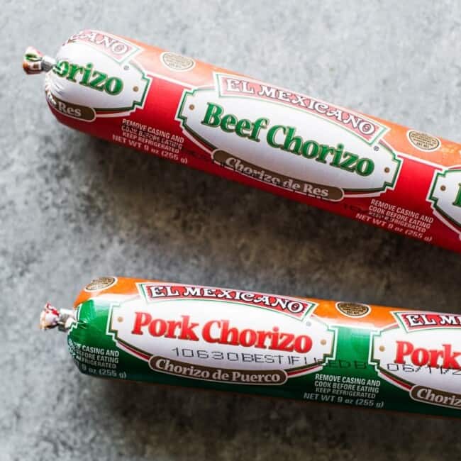 Chorizo made from pork and beef
