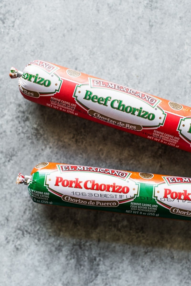 Two varieties of Mexican chorizo - beef and pork.