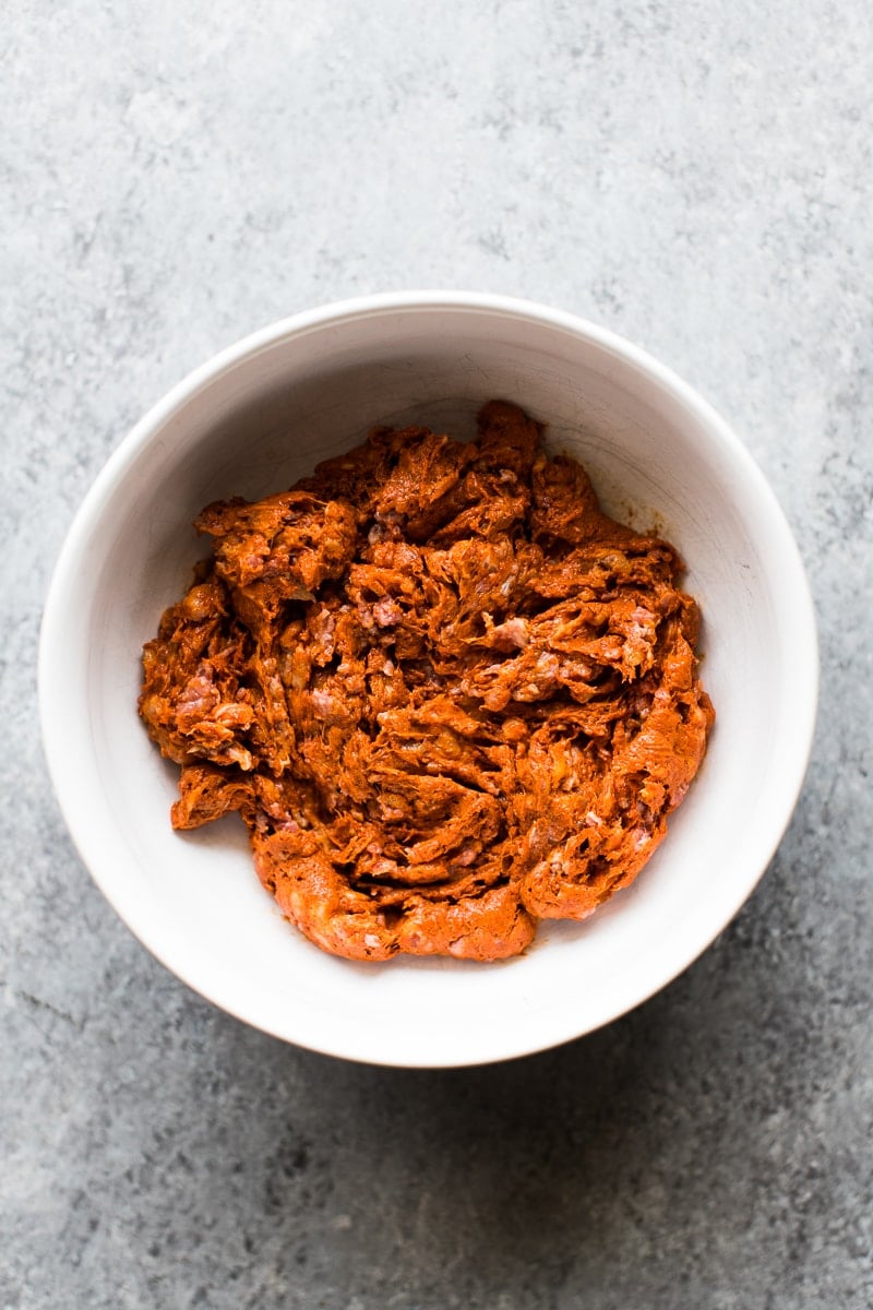 Raw Mexican chorizo in a bowl.