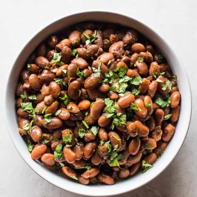 Cooked instant pot pinto beans in a bowl